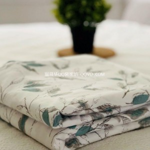 Minimalist ins style simple white leaves fresh literary quilt cover-single piece (love flower branch)