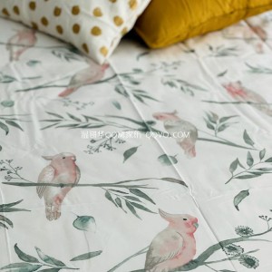 American literary pastoral style parrot cotton sheets, right angle sheets, naked sleeping sheets-single product (glacier white-parrot)