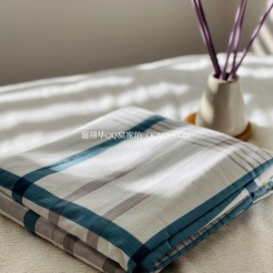 Export quality washed 100% cotton three-dimensional jacquard quilt cover four seasons universal quilt cover (blue, white and yellow plaid)