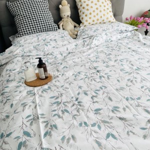 Minimalist ins style simple white bottom leaves fresh literature and art cotton suit-four suits