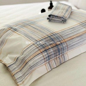 New Japanese Twill Jacquard Cotton Pillowcase Four Seasons Universal Pillowcase-Two Packs (White Background-Striped Check)
