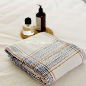 New Japanese Twill Jacquard Cotton Quilt Cover Four Seasons Universal Quilt Cover-Single Product (White Background-Striped Check)