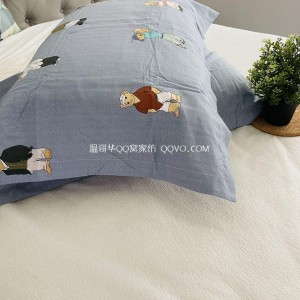 Skin-friendly cotton ins style cute bear European style right angle bed with 100% cotton pillowcase double bed bedding-two packs (Winnie the Pooh)