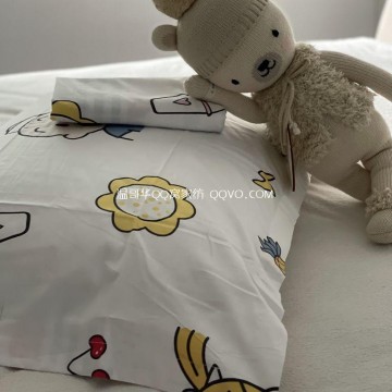Cartoon cotton pillowcase Nordic style pillowcase single double cute 100% cotton pillowcase-two packs (childlike)