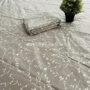 100% cotton twill bed sheet (gray bottom-white leaves)