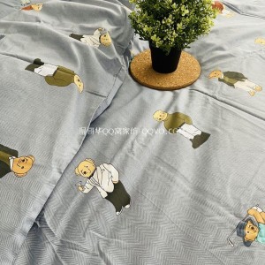 Skin-friendly cotton ins style cute bear European style right angle bed 100% quilt cover double bed bedding-single product (Winnie the Pooh)