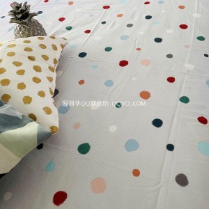 Pure cotton ins style American bedding, polka dot twill bed linen, jacquard sleeping sheet, cotton sheet-single product (light gray bottom-colored dots)